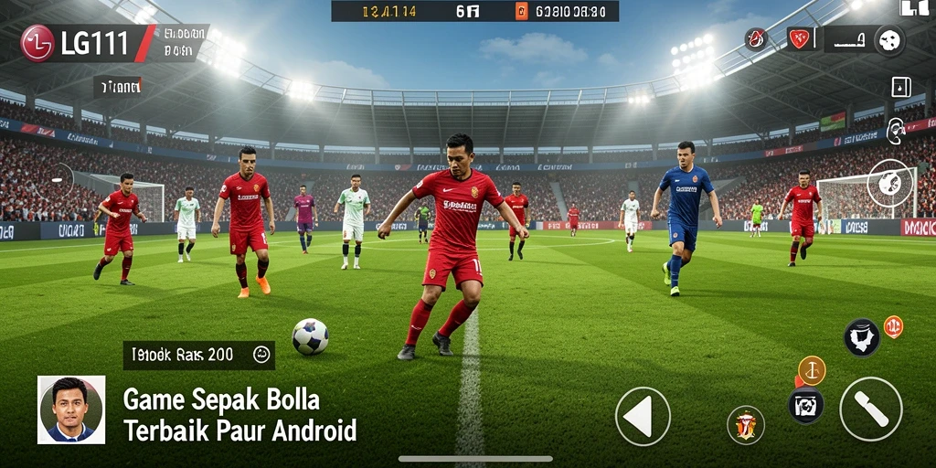 Tampilan gameplay LG111 dengan aksi sepak bola yang seru.