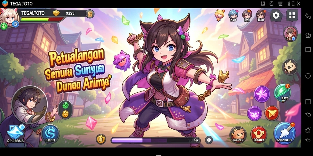 Screenshot gameplay TEGALTOTO yang menampilkan aksi penuh warna dan karakter anime.